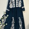 Teal Blue Embroidery Frock Suit
