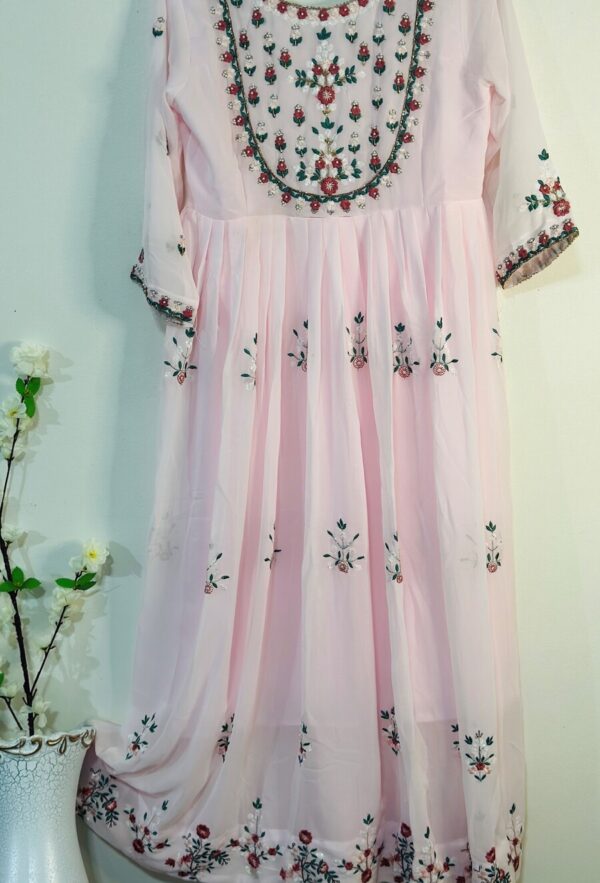 Pink Hand Embroidery Anarkali Frock Suit