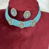Teal Blue Choker Necklace Set