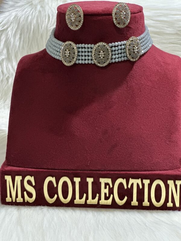 Grey Handmade Choker Necklace Set