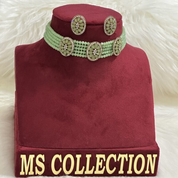 Green Indian Handmade Choker Necklace Set