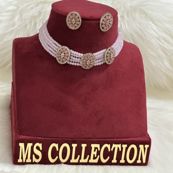 Indian Pink Handmade Choker Necklace Set