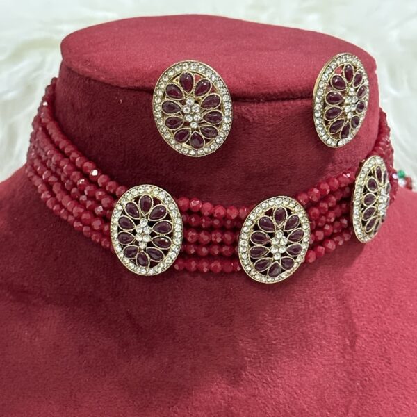 Indian Handmade Maroon Choker Necklace Set