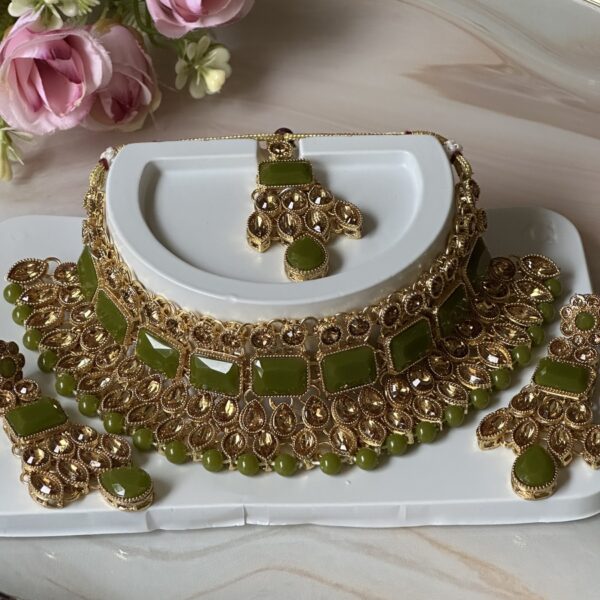 Green Polki Necklace Set