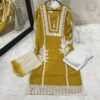 Mustard Pakistani Embroidered Palazzo Suit