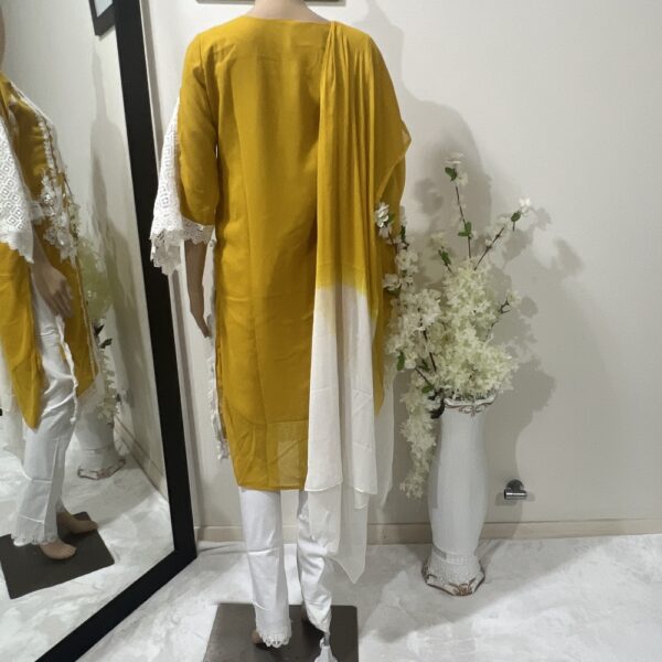 Pakistani Mustard Embroidered Palazzo Suit