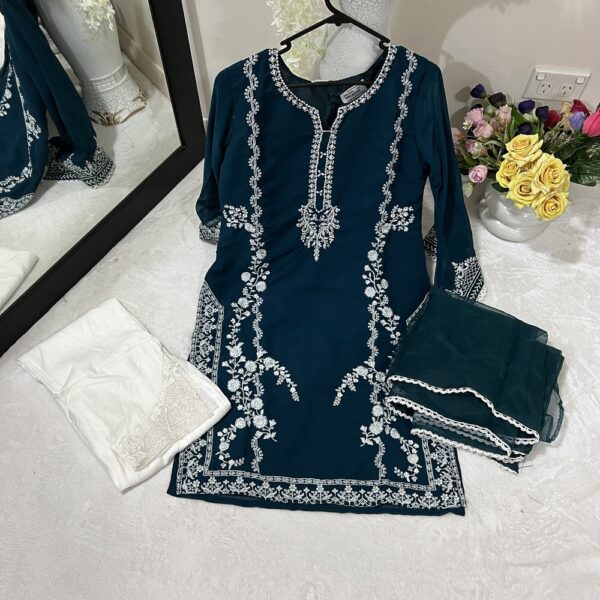 Teal Blue Pakistani Partywear Indian Suits