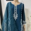 Teal Blue Pakistani Embroidered Palazzo Suit