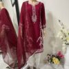 Magenta Fully Embroidered Organza Indian Suit