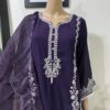 Purple Pakistani Embroidered Palazzo Suit