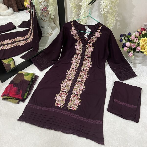 Wine rayon suit