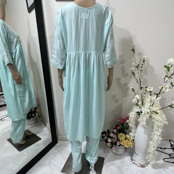 Teal Blue Pure Cotton Embroidered Nyra Cut Suits