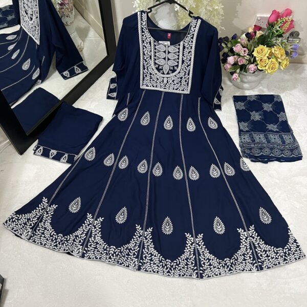 Torquoise Blue Kalidaar Frock Suit