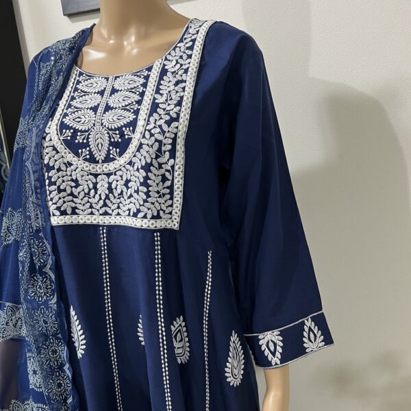 Blue Kalidaar Bordered Sleeve Suit