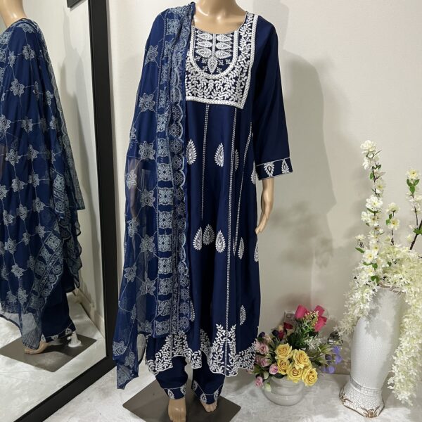 Designer Blue Kalidaar Frock Suit