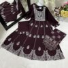 Wine Kalidaar Frock Suit