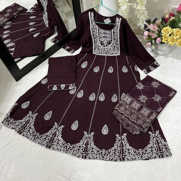 Wine Kalidaar Frock Suit