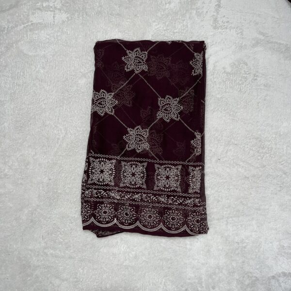 Wine Kalidaar Fully Embroidered Dupatta Suit