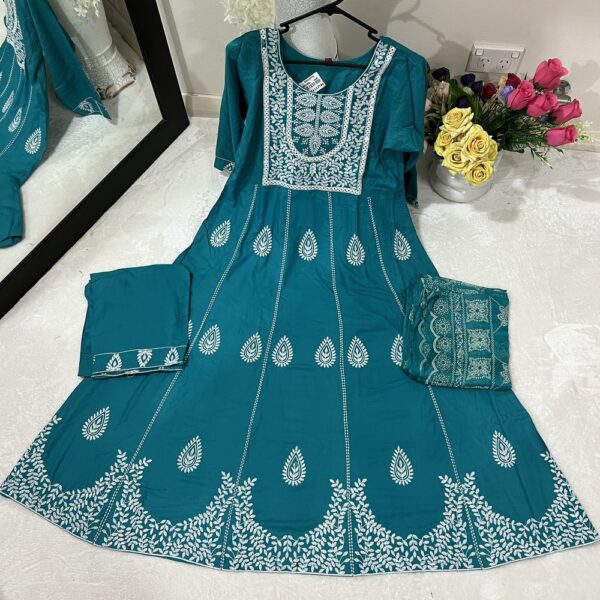 Teal Blue Kalidaar Frock Suit