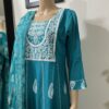 Embroidered Teal Blue Anarkali Frock Suit