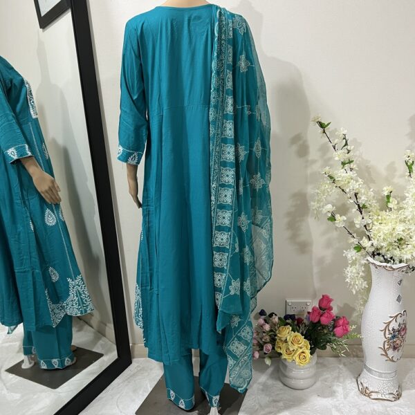 Teal Blue Anarkali Frock Suit