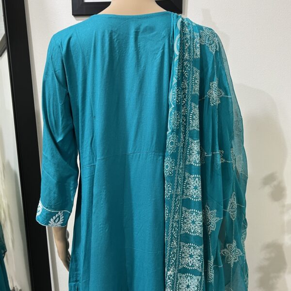 Kalidar Teal Blur Frock Suit Set
