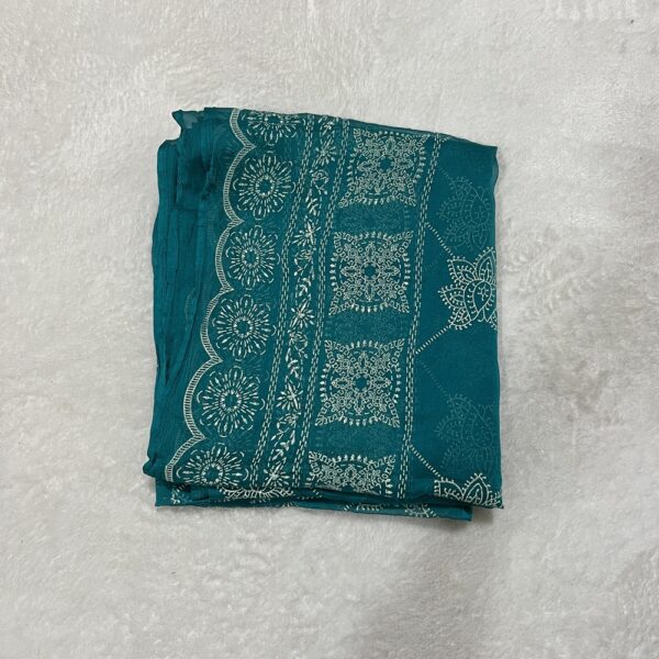 Teal Blue Embroidered Dupatta