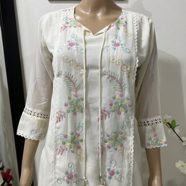 Cream Front panel Lacework Embroidered Indian Suit