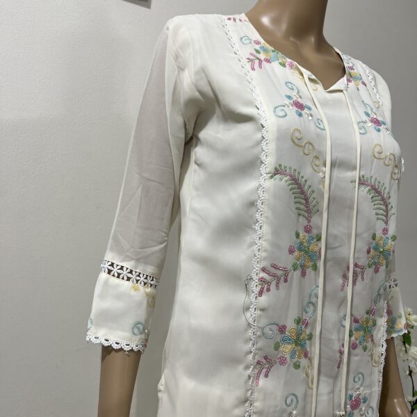 cream Georgette Embroidered Suit