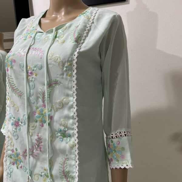 Sky Blue Front panel Lacework Embroidered Indian Suit