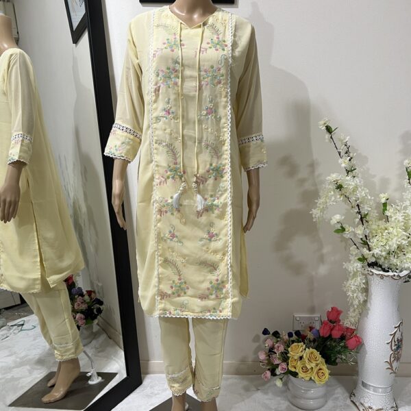 Yellow Wedding Georgette Embroidered Indian Suit