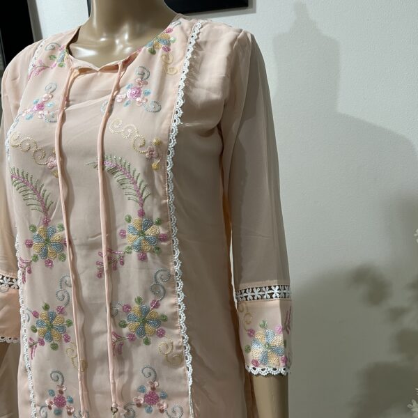 Peach Lacework Embroidered Indian Suit
