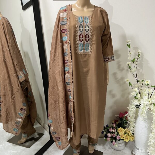 Designer Khadi Silk Lacework Suit With Palazzo