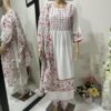 White Printed Pure Cotton Cutwork Nyra Cut suit