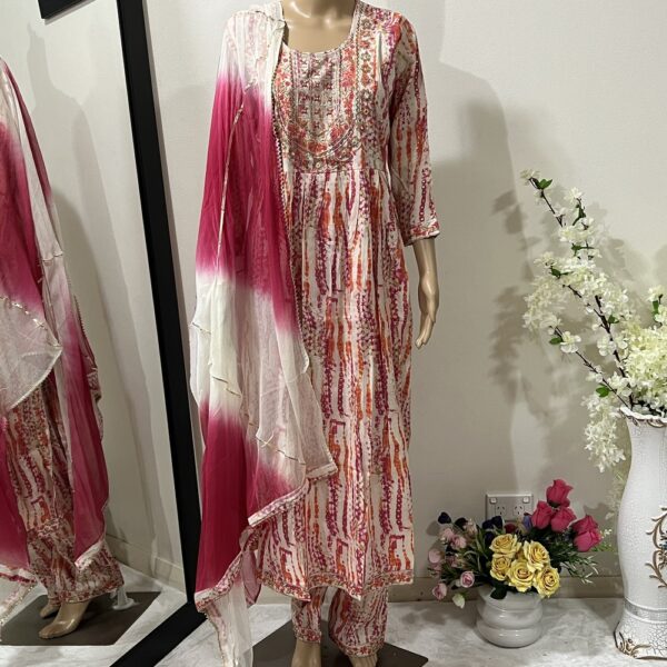 Rose Pink Cotton Open Slit Nyra Cut Suit