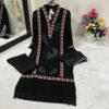 Black Emboidered Front Panel Pure Silk Outfit
