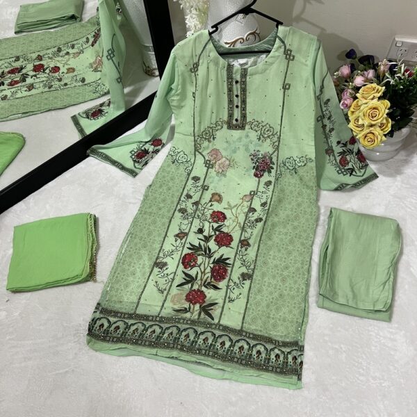 Ms collection's Pakistani Light Green Suit with
