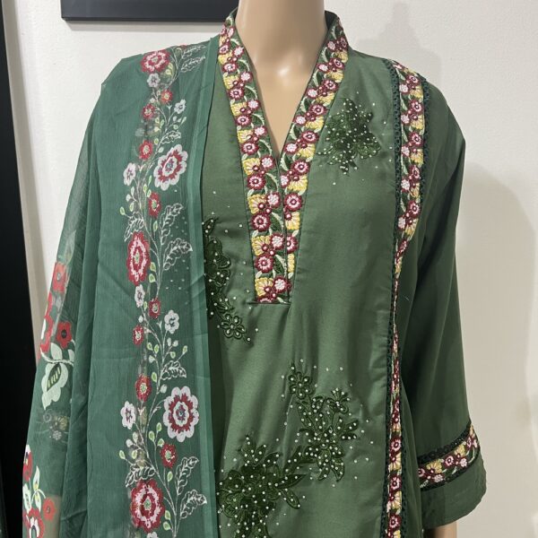 Emboidered Neck Pure Silk Outfit