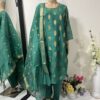Emboidered Neckline Printed Silk Suit