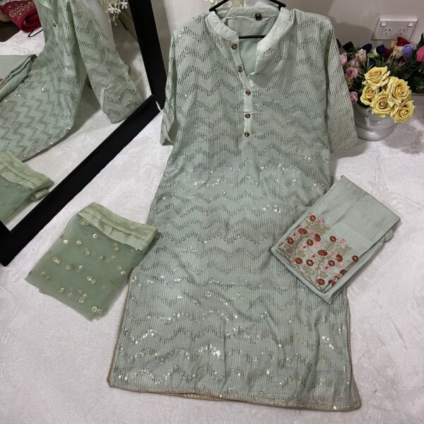 Sippy work suit with Net dupatta