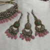 Polki Necklace Set with earrings & Tikka